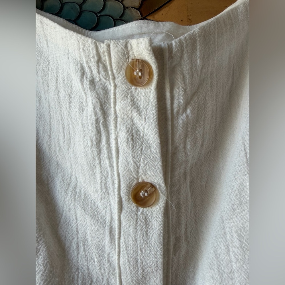 Urban Outfitters Maria White Puff Sleeve Button Front Midi Dress - Size M - Picture 5 of 6